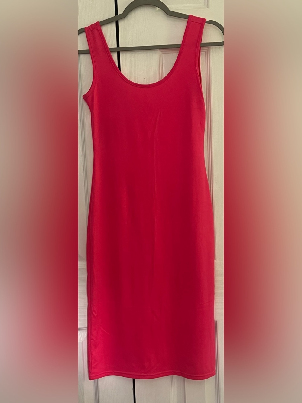 Yelete Hot Pink Scoop Neck Bodycon Dress